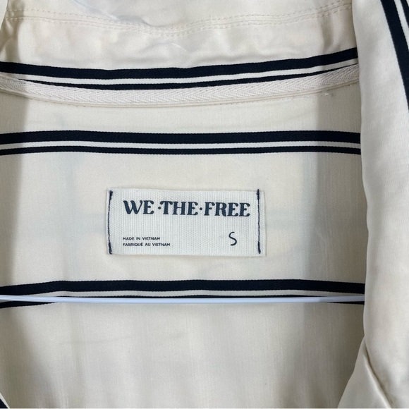 Free People Rorie Striped Satin Long Sleeve Button Up Blouse Top - Picture 8 of 10